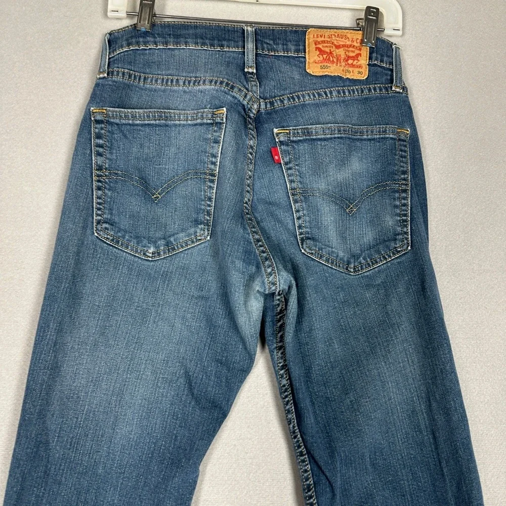 Levis 559 Jeans Mens 30X30 Blue Relaxed Straight Fit Distressed 5-Pocket Denim